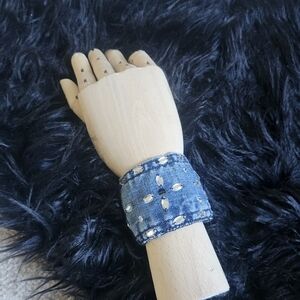 & Other Stories Blue Denim Crystal-Embellished Cuff Bracelet